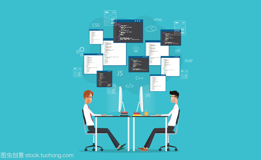 圖形設(shè)計和 web 開發(fā)人員在工作場所工作。為網(wǎng)站和應用程序開發(fā)
